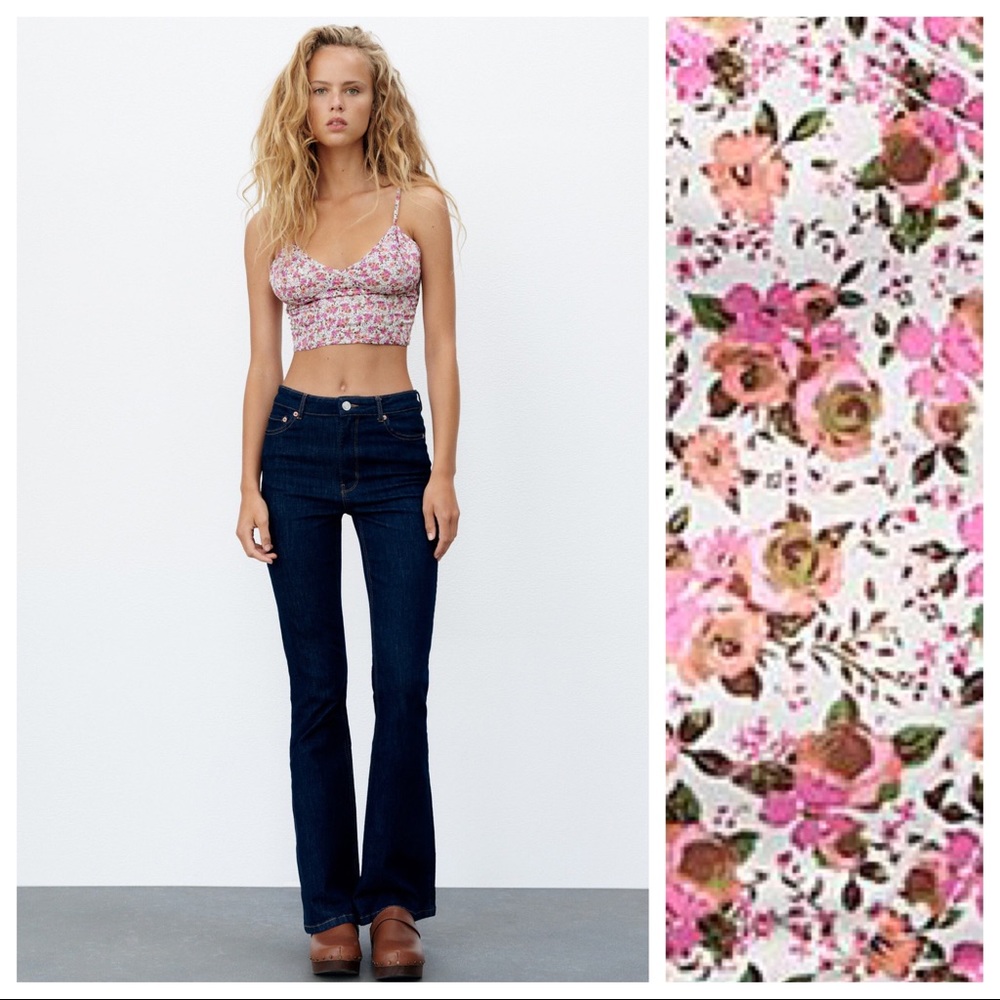 NWT. Zara Floral Print Corset Top. Size S.